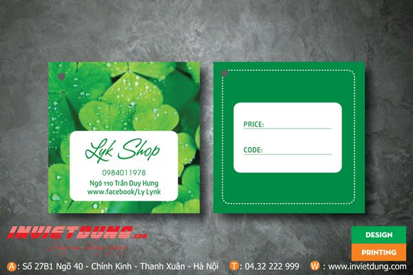 In nhãn mác quần áo hình vuông